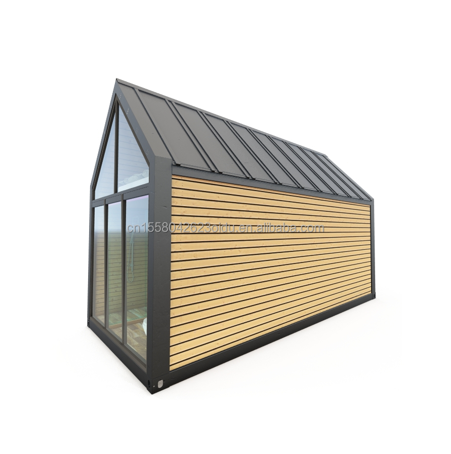 Outdoor Prefab Triangular Roof Steel Sandwich Panel House with Galvanized Steel Square Tubes Main Structure