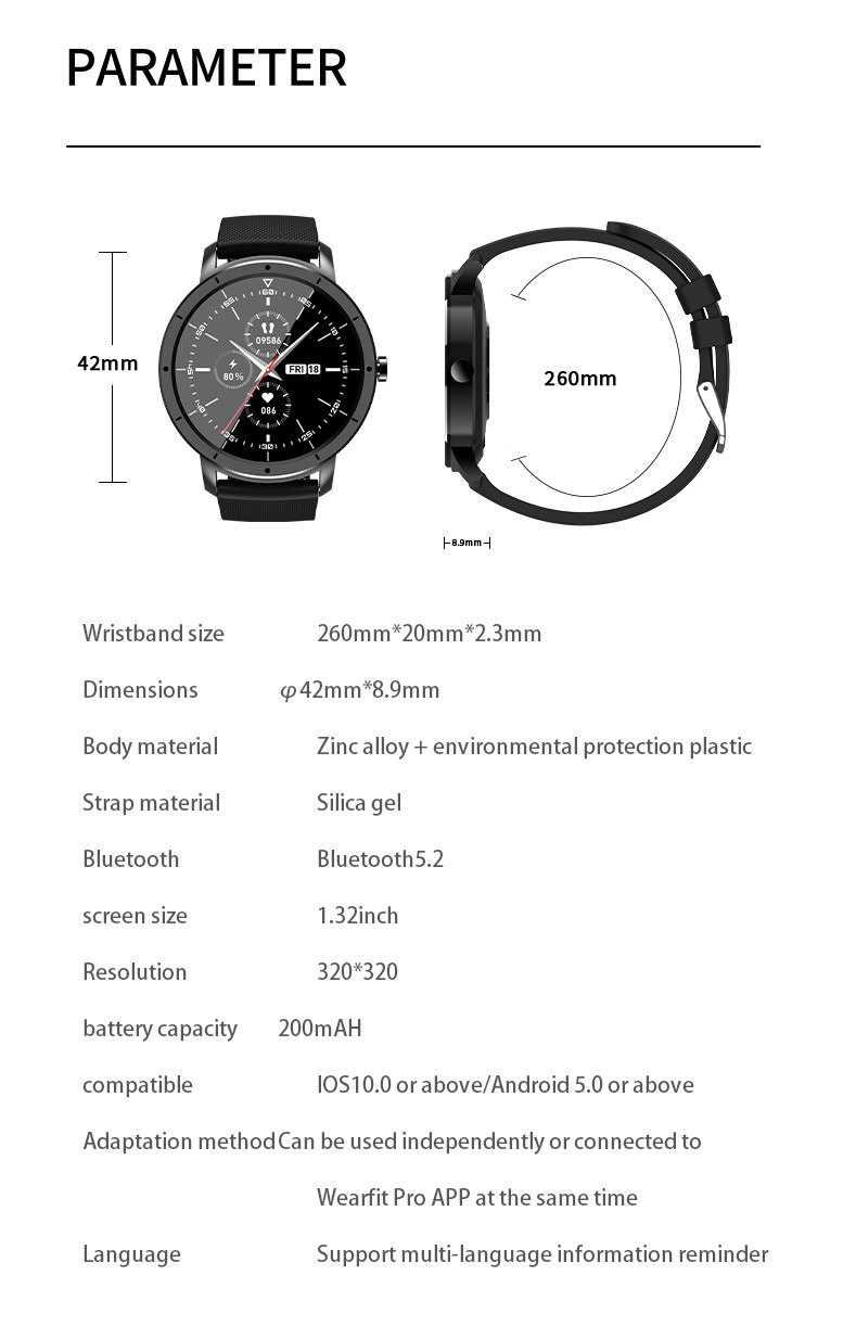 HW21 1.32 Inch 200mAH Smartwatch Fitness Tracker Fatigue Analysis