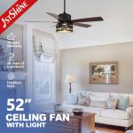 Black 52 Inches Industrial Ceiling Fan DC Motor Indoor Decorative