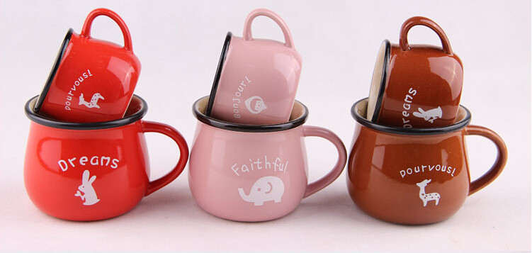 Customizabled Enamel Personalized Kids Mugs Cute Custom Coffee Mugs