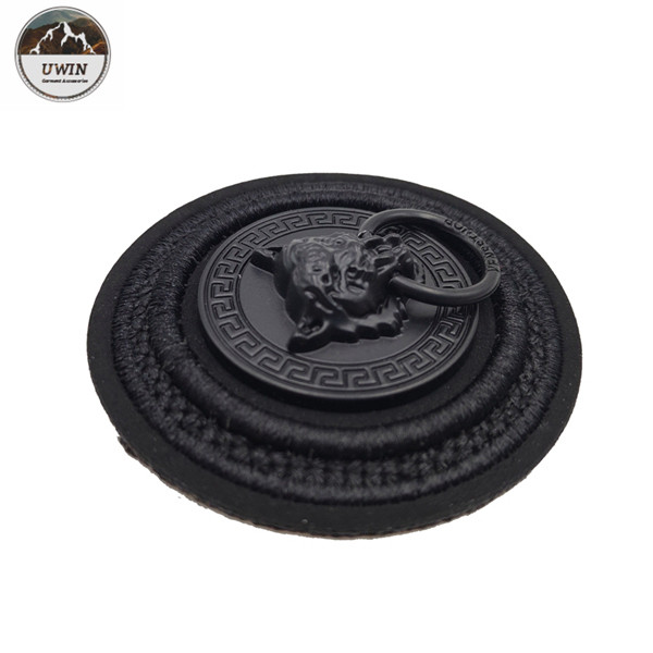 Round Jacket Custom 3D Rubber Patches , Embroidered Decorative Patches For Clothes