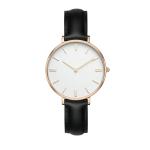 Fashion SS Leather Strap Watches Womens Egg White Face Dial Custom Logo