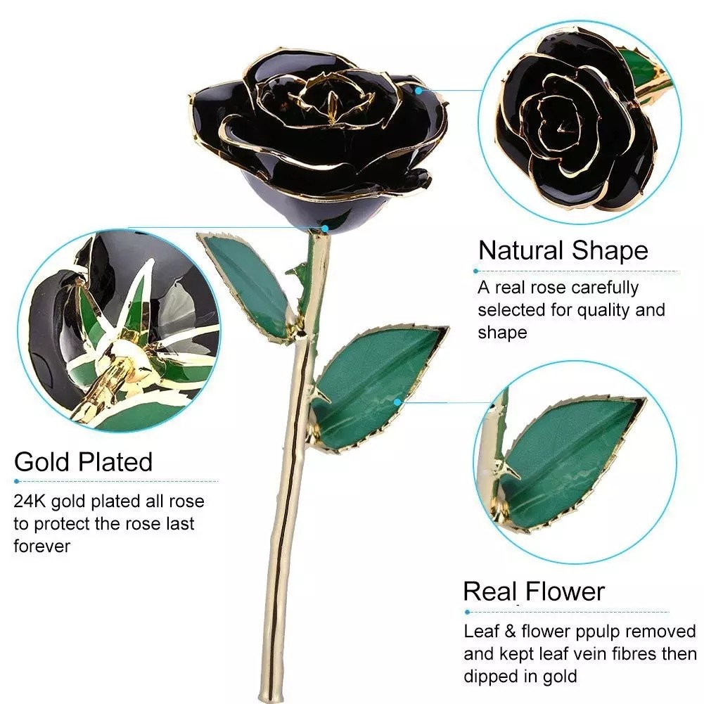 24k Gold Rose preserved rose in Gift Box with Clear Display Stand Best Gift Wholesale rose gift for lover