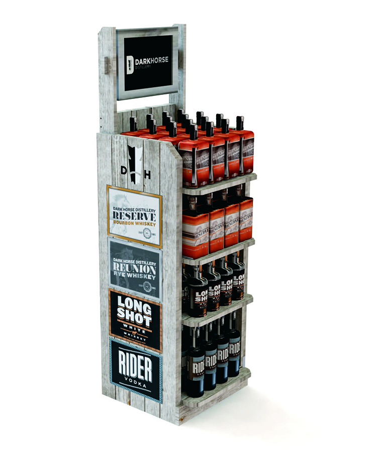 Customized Vintage Display Stand Pinewood Wine Display Rack for Liquor Store