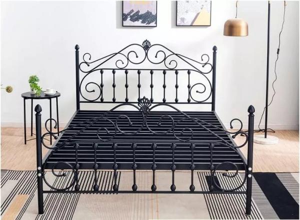Quality Simple Double Metal Platform Bed Headboard Iron Frame For Modern Bedrooms for sale
