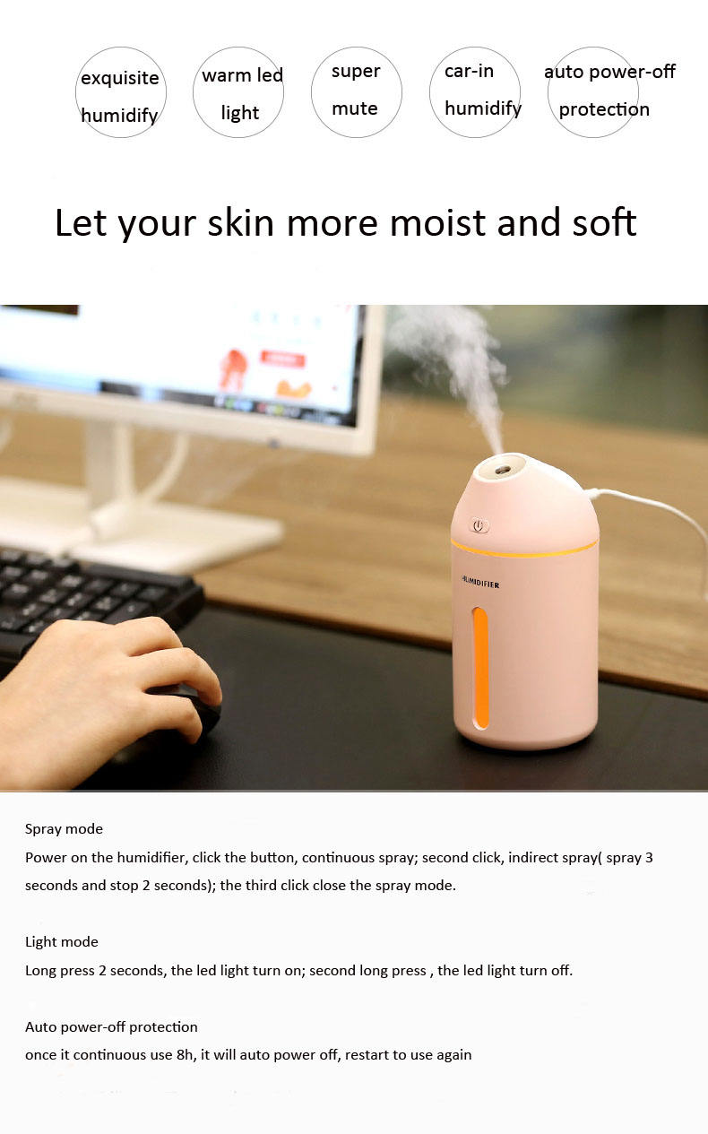 Mini Portable USB Aromatic Ultrasonic Air Humidifier For Car