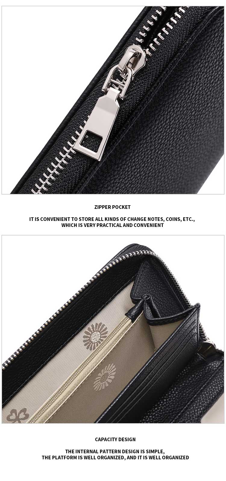 Large Capacity Rfid Blocking Money Clip Credit Card Holder for Women Custom Coin Purse