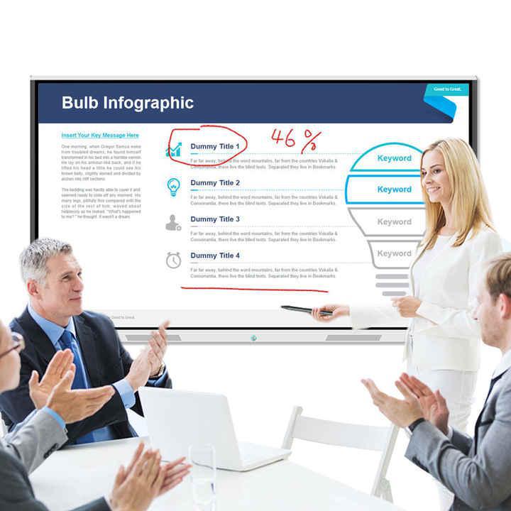 86 Inch Meeting Room Interactive Touch Screen Whiteboard, Finger Touch 0