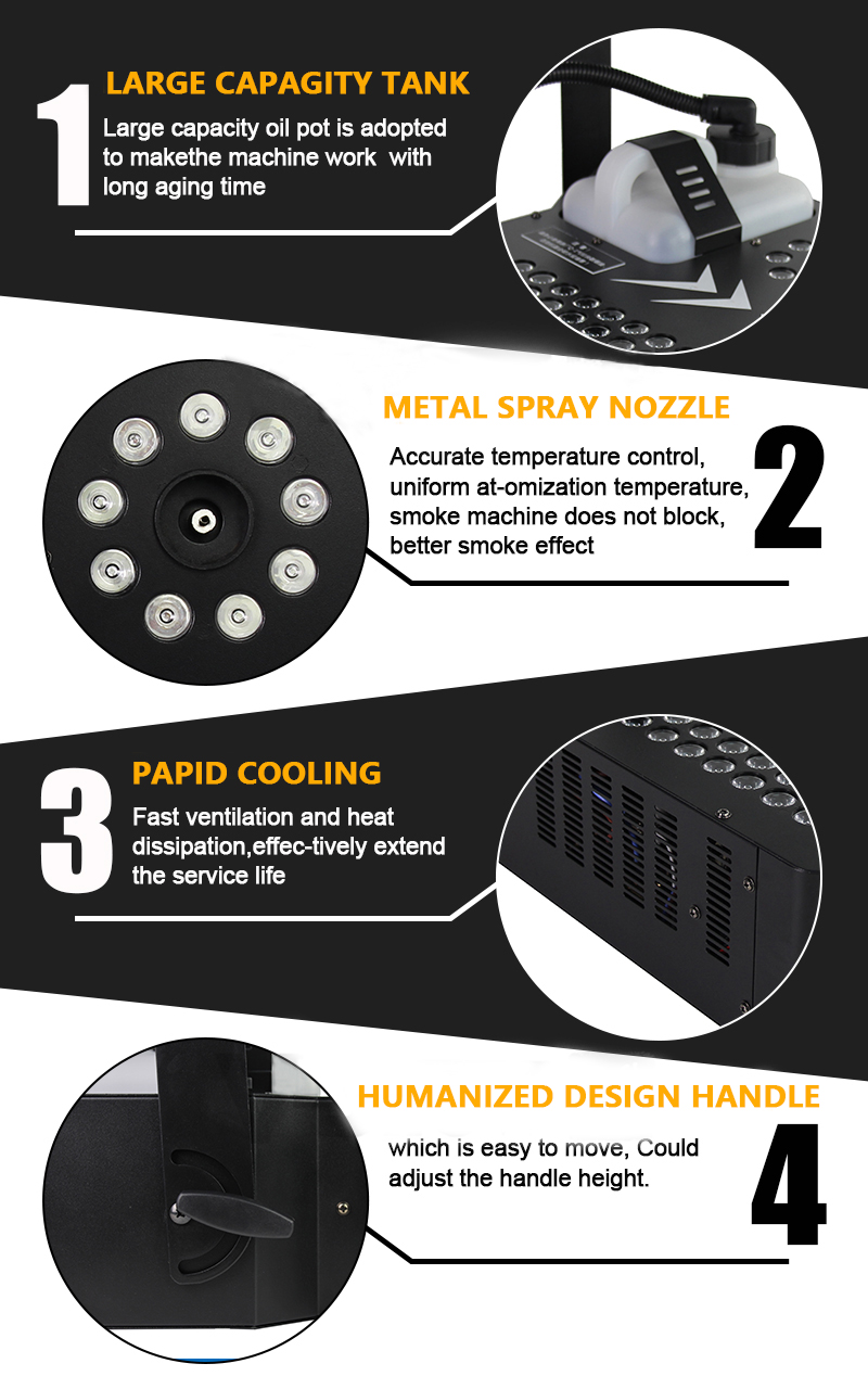 2.5L Oil Drum Volume 1700S Control Fog LED Smoke Machine for Wedding Party