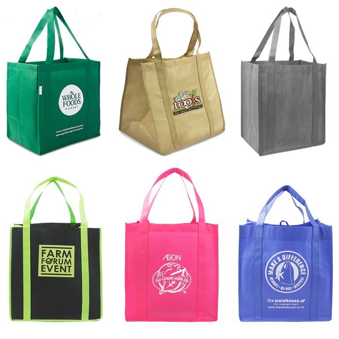 Small Plain Personalized Non Woven Tote Bags Promotional With Logo Printing Green Black Color