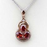 925 Silver Three Stones Green Clear Cubic Zircon Pendant Necklace (PSJ0377)