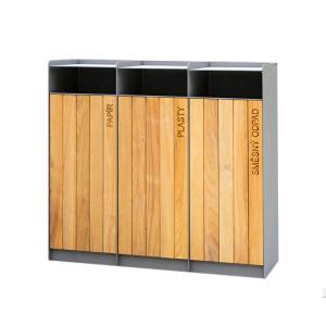 Wholesale Outdoor steel dust Trash bin Metal wooden recycling bin commercial trash can from china suppliers