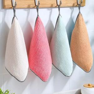 Wholesale KILINE Kitchen Absorbent Scouring Pad Daily Dish Towel Non-stick Oil Thickened Table Microfiber Cleaning Cloth from china suppliers