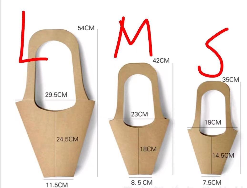 Take Away Kraft Paper Flower Bags Plant Florist Bouquet Handle Flower Bag