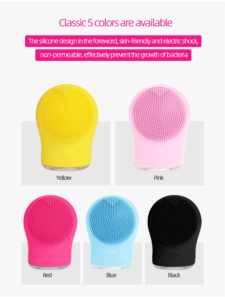 Private Label USB Recharge Waterproof Vibrating Silicone Waterproof Face Cleansing Brush Electric Facial