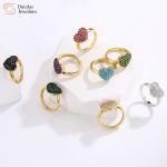 24k Gold Plated Diamond Jewelry Heart Love Rings Zircon Adjustable For Women