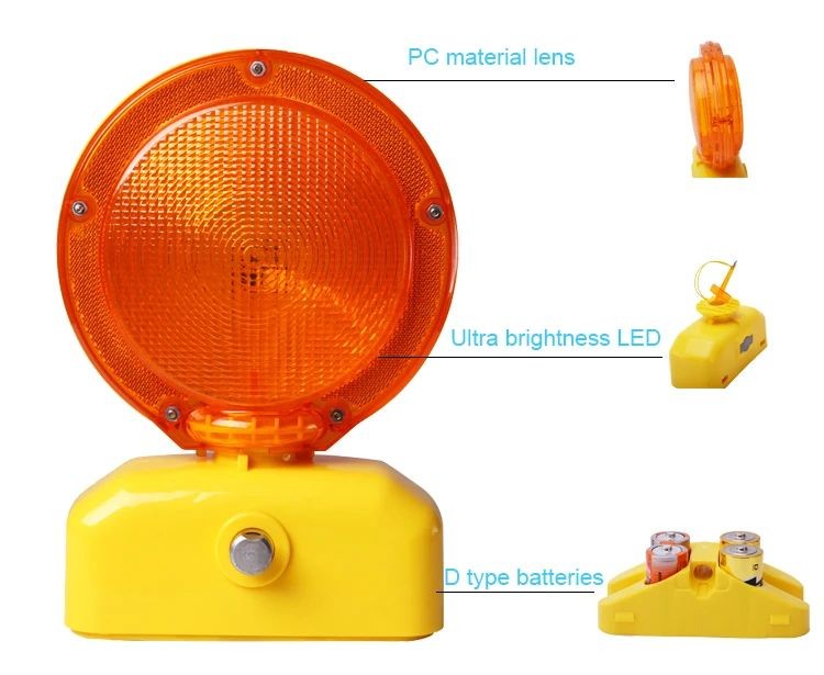 Solar Powered Road Construction Traffic Blinking Barricade Warning Lights Obstacle Safety Flashing Light