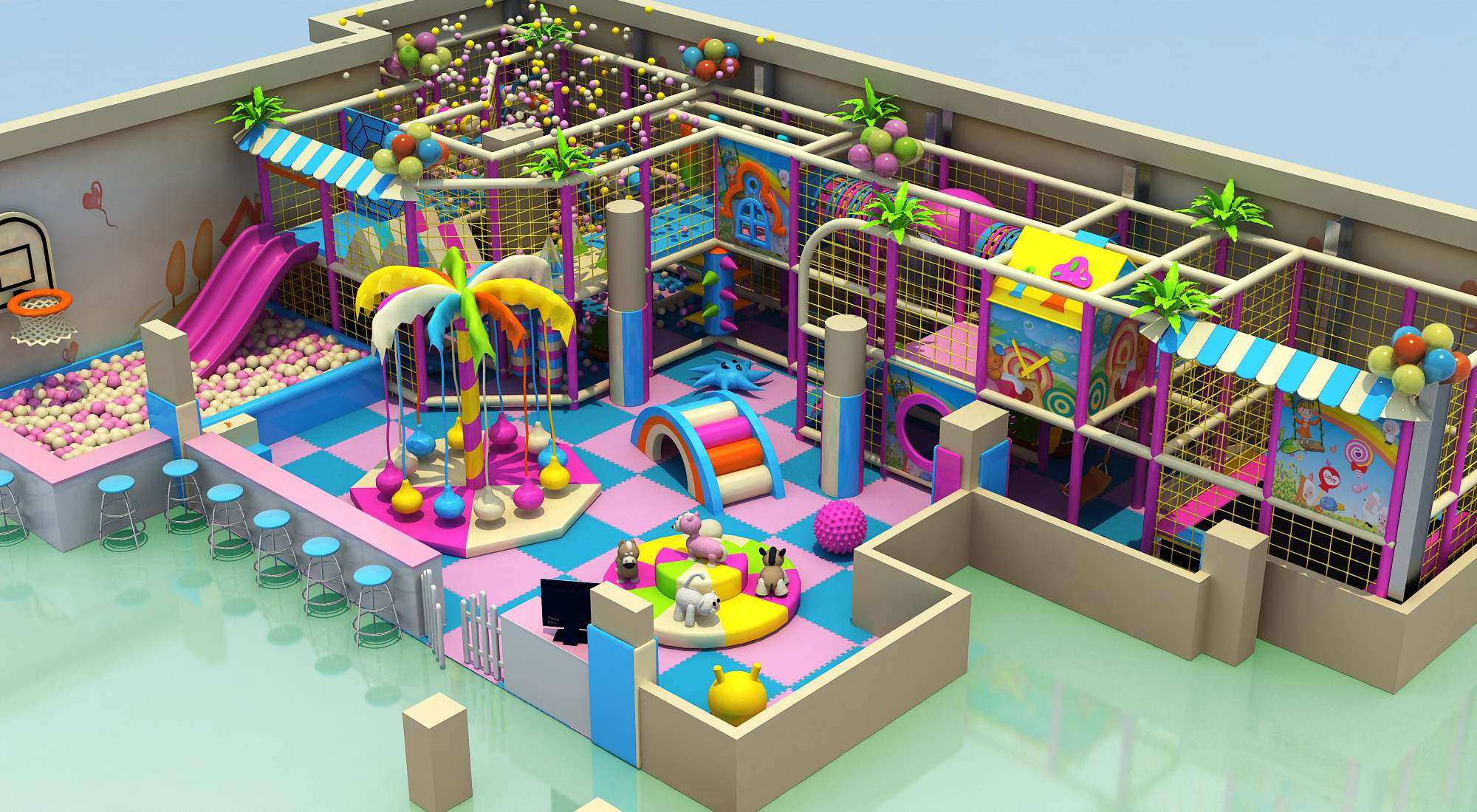 attractive big slide school playground equipment kids play area indoor