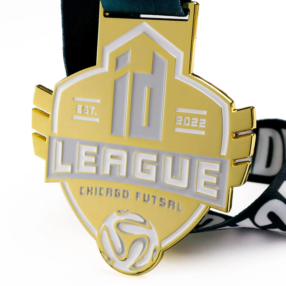 Wholesale Custom Award Sports Winner Football Gold Medal Soccer Medal With Ribbon