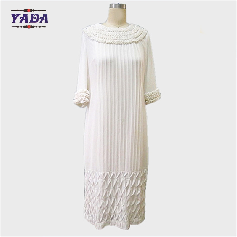 Wholesale latest casual chiffon pakistani dresses vintage o-neck simple model ladies dress names for sale