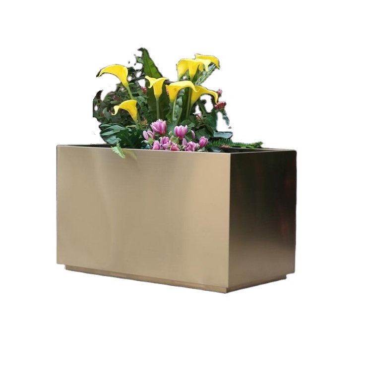 Large square shape steel planter box large outdoor flower pot