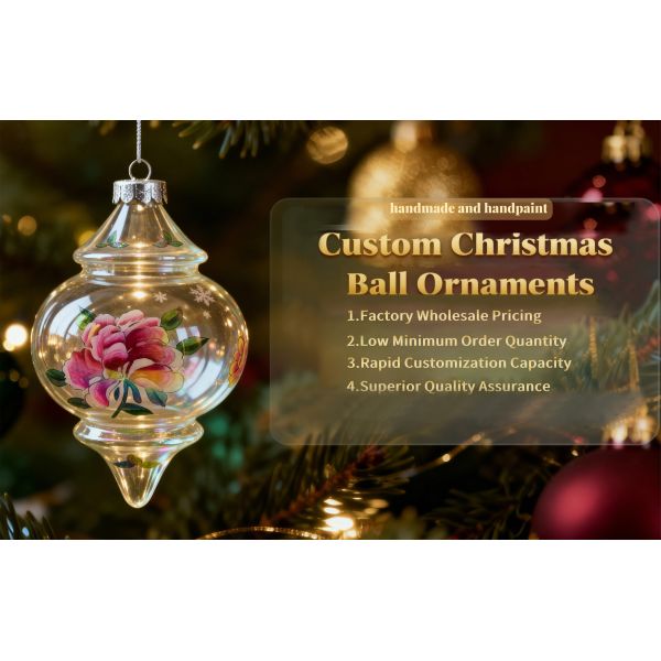 Customized Hand Painted Christmas Tree Decoration Glass Ball with Size and Logo Custom for Party Personalized Glass Ornament