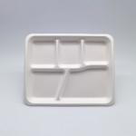 5 Compartment Biodegradable Bagasse Tableware Plates White Color Waterproof