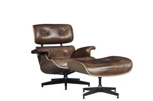 Wholesale Industrial Retro Vintage Leather Eams Leisure Swiviel Chair With Footstool from china suppliers