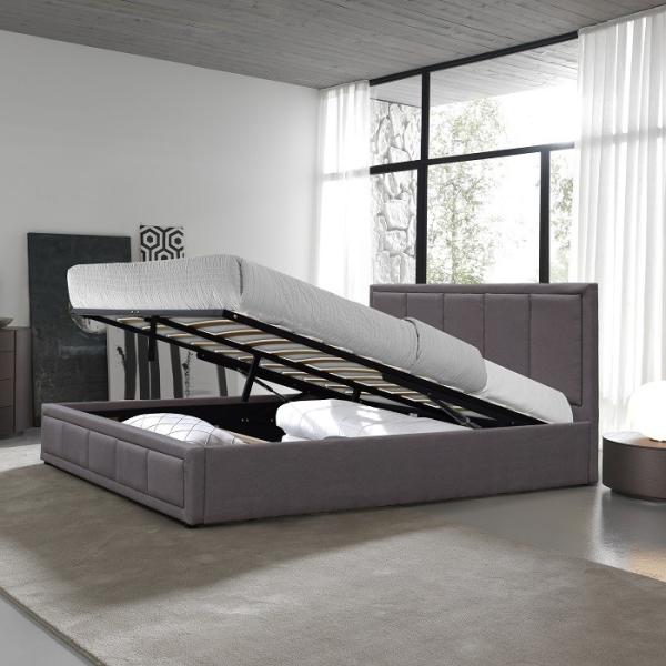 Dark Grey Double Size Linen Fabric Wood Upholstered Bed Wholesale Bed Manufactur