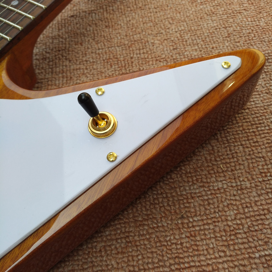 RD type Electric Guitar in Natural wood color, Custom Shop RD guitar with Chrome hardware, Dots inlays, Free shipping