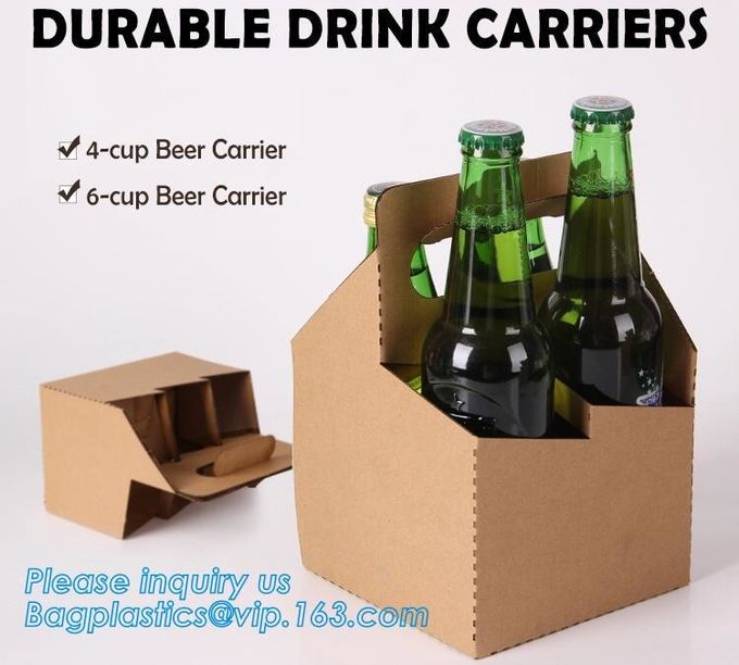 Eco Friendly Disposable Kraft Paper Take Out 2 Pack Coffee Cup Drink Carriers 2 Pack Paper Cup Holders bagease package