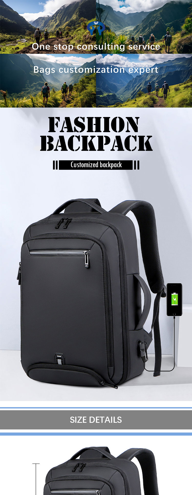 Oxford Cloth Business Laptop Backpacks For Men , Travel Backpack With Usb