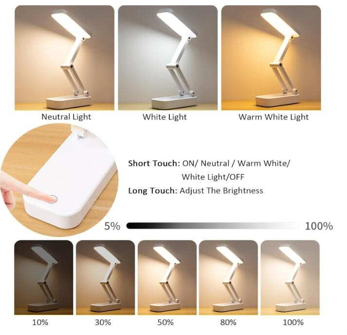24LED Touch Sensor Dimmable Solar Table Lamp Rechargeable Foldable Solar Desk Lamp