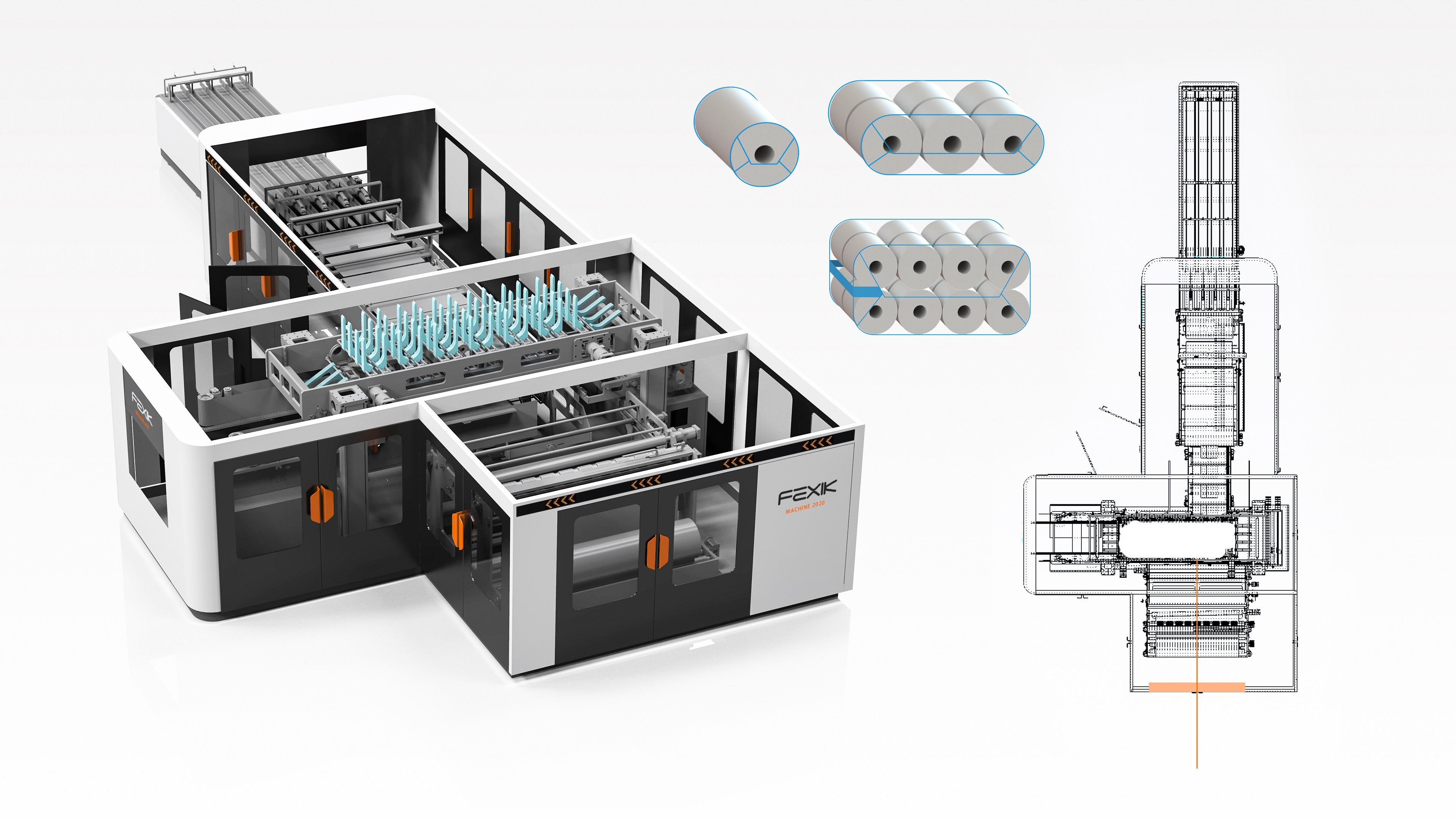 300L/Min 140packs/Min Paper Roll Wrapping Machine