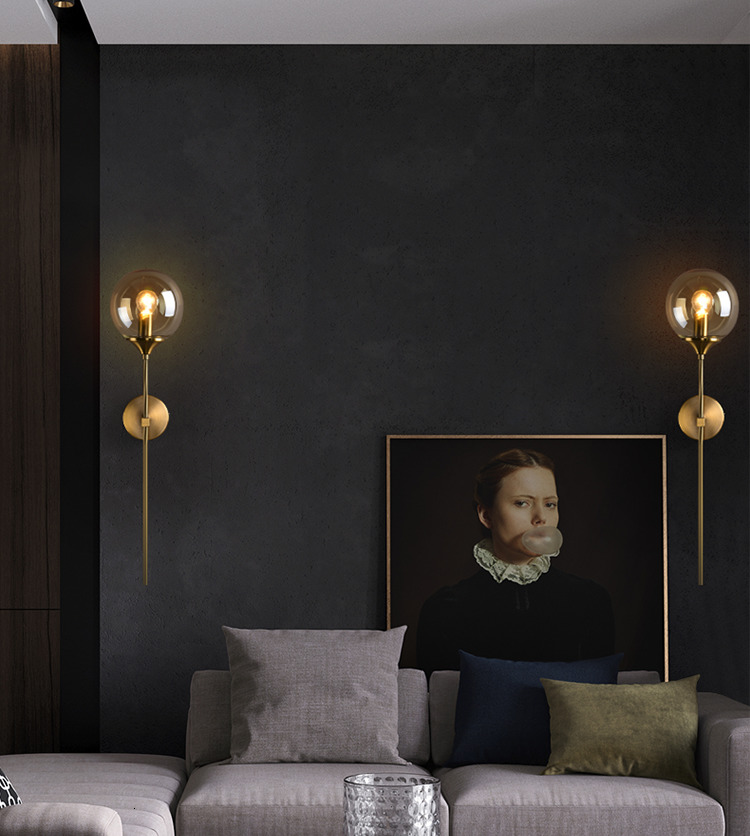 Rose Gold Color glass ball wall sconce for Corridor Living room Studio Bedroom ( WH-OR-07）