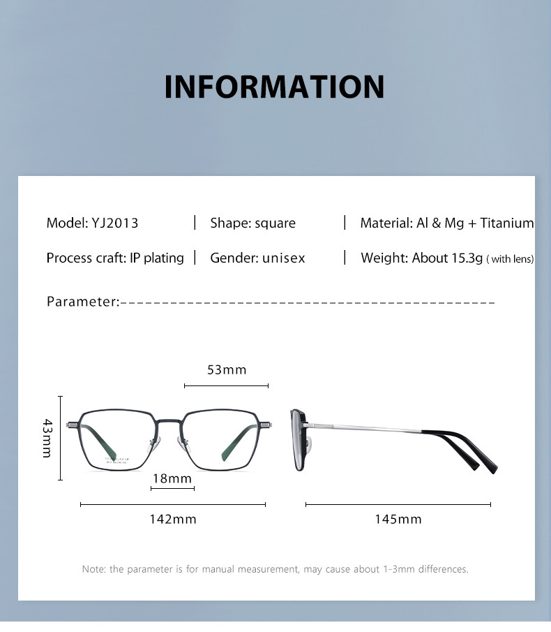 Al Mg Alloy Titanium Frame Glasses Ultra Light Non Prescription