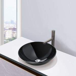 Wholesale 420mm Tempered Glass Sink Black Bathroom Countertop Wash Basins from china suppliers