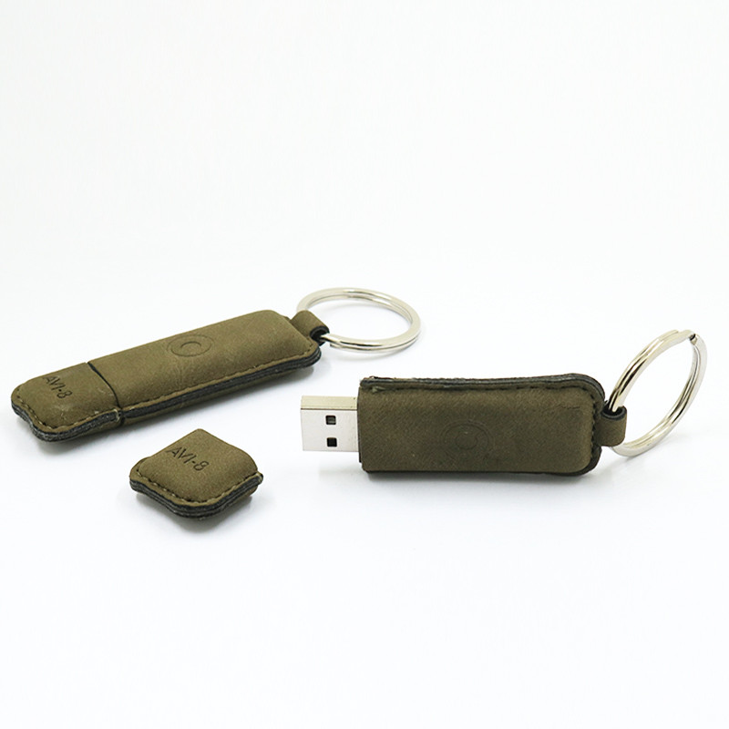 Graded A Full Memory Leather USB Flash Drive With Custom Logo Printing