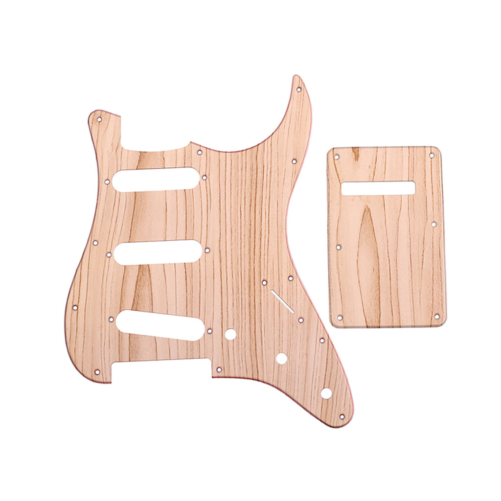 3 Ply Wood Grain Pattern Gutiar Pickguard SSS Type Scratch Plate With Back Plate 11 Hole Size For ST Style Guitars