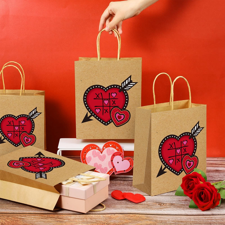 Custom Logo Valentine's Day Type Love Gift Packaging Shopping Paper Bags for Brands