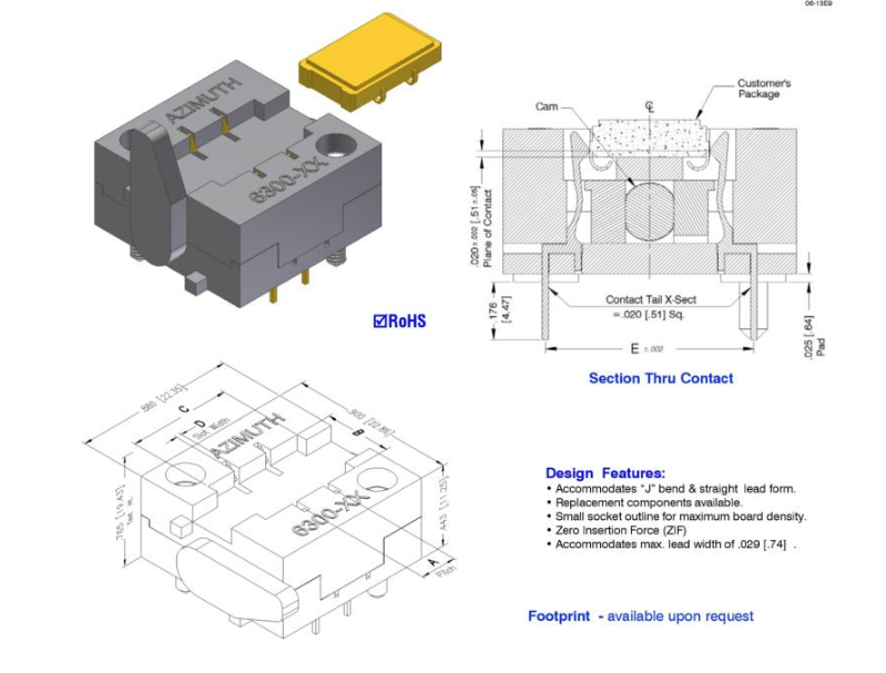 J-Bend Lead Chip Carrier 6300 Series Professional Grade Contactor for Your Business Needs