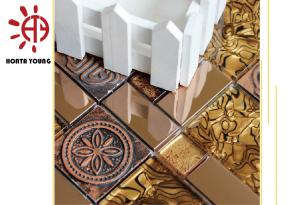 Wholesale HTY - TG 300 300*300 Wholesale Luxury Style Gold Color Glass Mosaic Tile Foshan Factory from china suppliers
