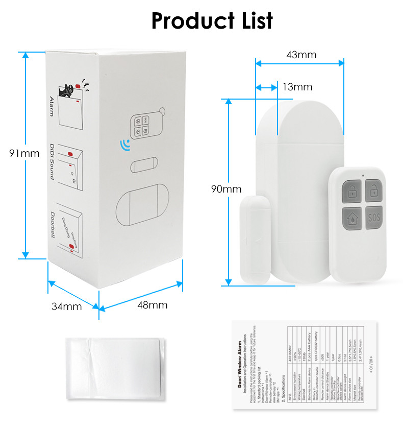 Door Window Alarm for Homel Kids Safety with Remote Controls Door Entry Burglar Magnetic Sensor Security