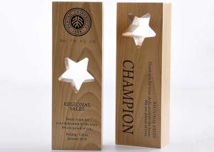 Wholesale Wooden Custom Trophy Cup Engraving / Lasing Logo Star Design Awards For Staff from china suppliers