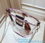 waterproof promotional clear tote pvc handle shopping bag, PVC mat waterproof