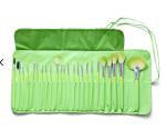 24 PCS Bamboo Handle Natural Hair Make Up Brush Set With Green Bag