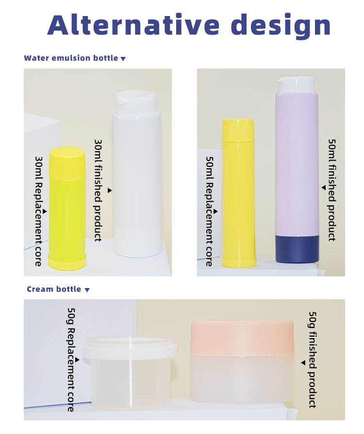 Luxury Skincare Packaging Set Replaceable Bottom Rotary 30ml 50ml PP Airless Bottle 50g PP Cream Jar