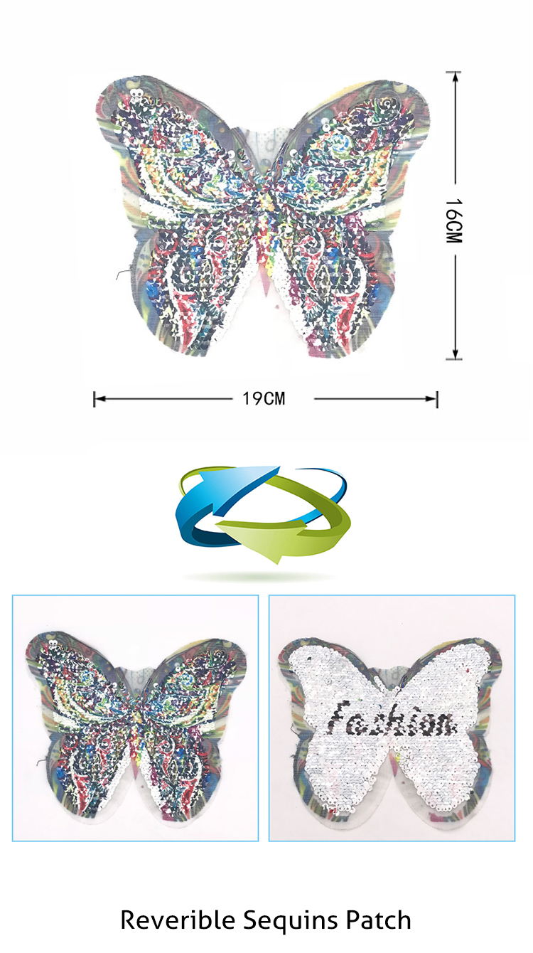 Various Styles Sequin Embroidery Patches Butterfly Series For Garment / Bags