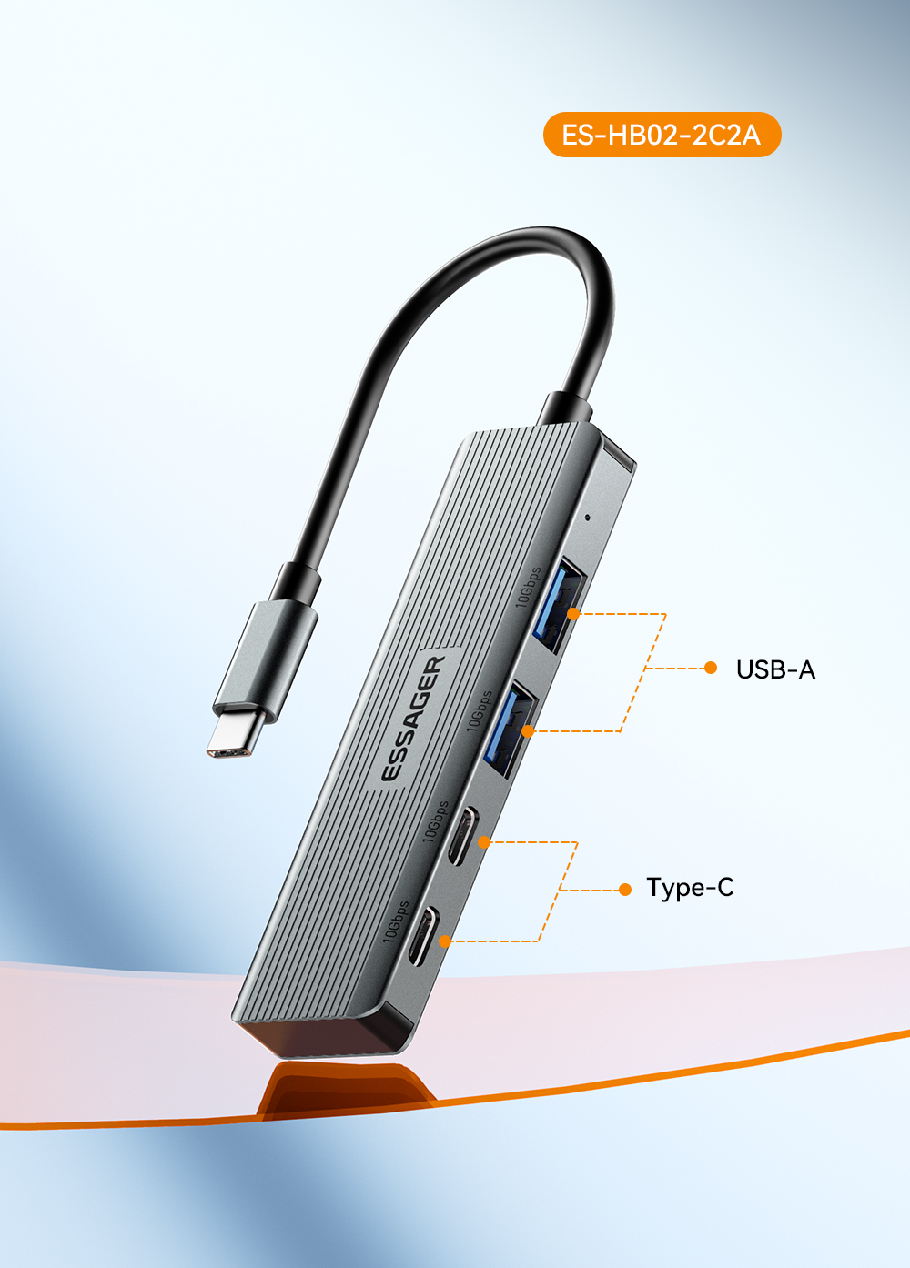 Aliuminium Alloy 4 Ports USB Hub Laptop Type C USB Dock With OTP Protection