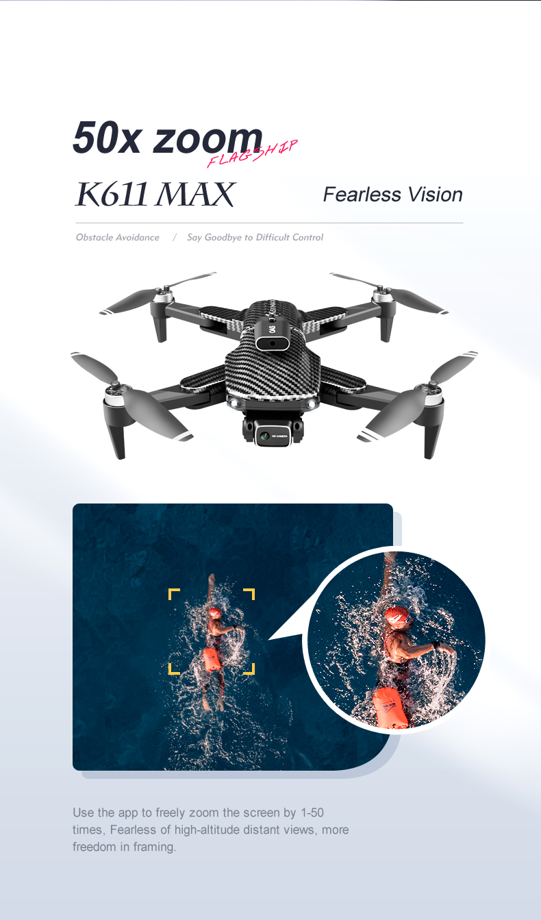K611 Max 4k Dual Camera Drone Wide Angle Obstacle Avoidance Battery Type lipo battery Optical Flow Hovering Fpv Drone